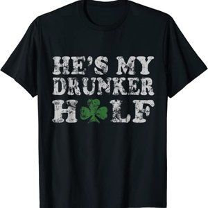 {SHEIN} "He's My Drunker Half" Couples Irish St Patricks Day T-Shirt